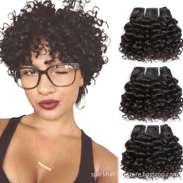 SPARK Wholesale Pixie Cut Kinky Curly Hair Bundles with 4*4 Lace Closure Indian Remy Human Hair Extensions Natural Black Color